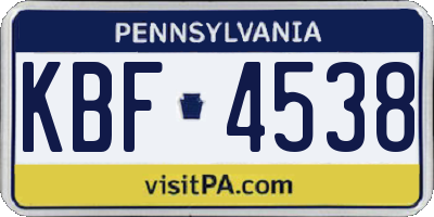 PA license plate KBF4538