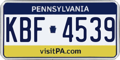 PA license plate KBF4539