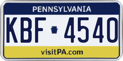 PA license plate KBF4540