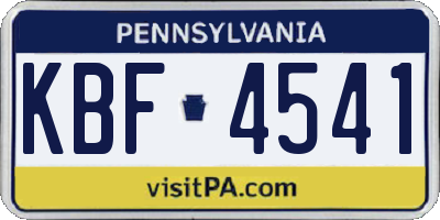 PA license plate KBF4541