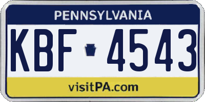 PA license plate KBF4543