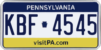 PA license plate KBF4545