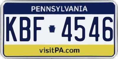 PA license plate KBF4546