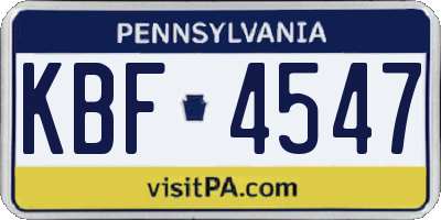 PA license plate KBF4547