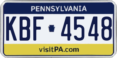 PA license plate KBF4548