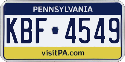 PA license plate KBF4549