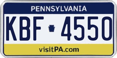PA license plate KBF4550