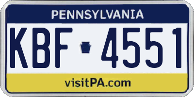 PA license plate KBF4551