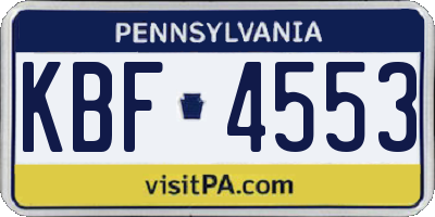 PA license plate KBF4553