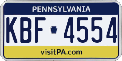 PA license plate KBF4554