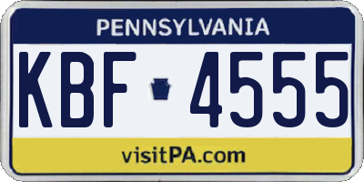 PA license plate KBF4555
