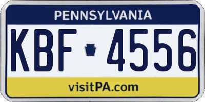 PA license plate KBF4556