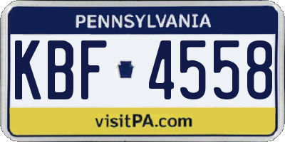 PA license plate KBF4558
