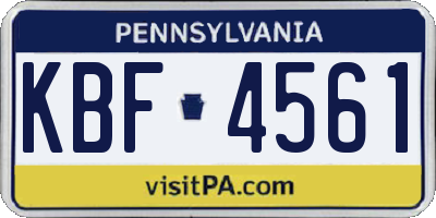 PA license plate KBF4561