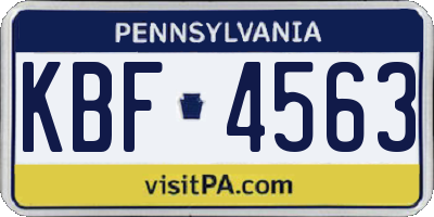 PA license plate KBF4563