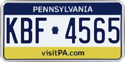 PA license plate KBF4565