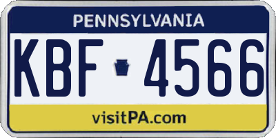 PA license plate KBF4566