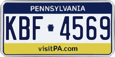 PA license plate KBF4569