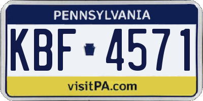 PA license plate KBF4571