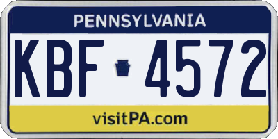 PA license plate KBF4572