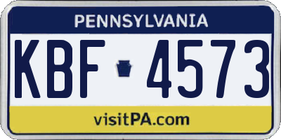 PA license plate KBF4573