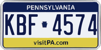 PA license plate KBF4574