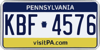 PA license plate KBF4576