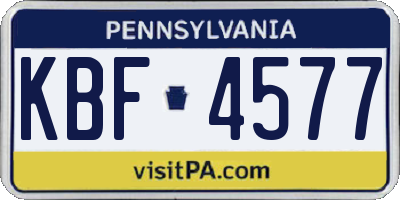 PA license plate KBF4577