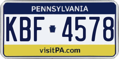 PA license plate KBF4578