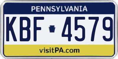 PA license plate KBF4579