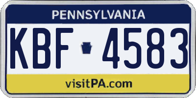 PA license plate KBF4583