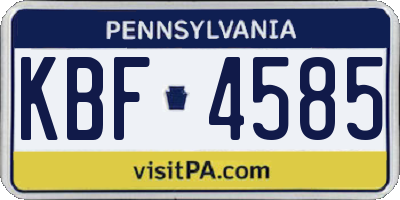 PA license plate KBF4585