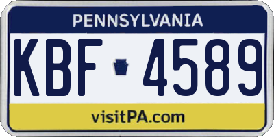 PA license plate KBF4589