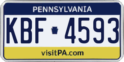 PA license plate KBF4593