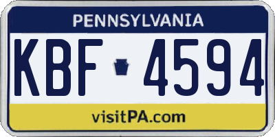 PA license plate KBF4594