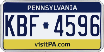 PA license plate KBF4596