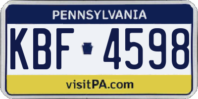 PA license plate KBF4598