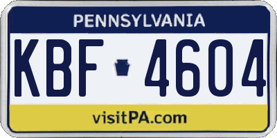 PA license plate KBF4604