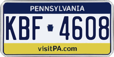 PA license plate KBF4608