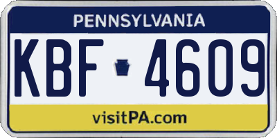 PA license plate KBF4609
