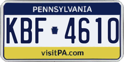 PA license plate KBF4610