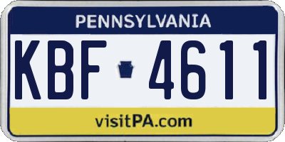 PA license plate KBF4611