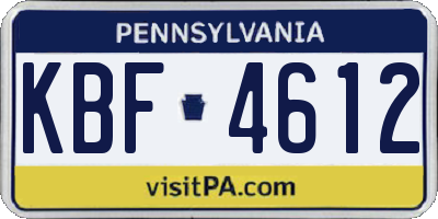 PA license plate KBF4612