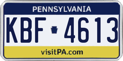 PA license plate KBF4613