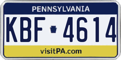 PA license plate KBF4614