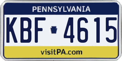 PA license plate KBF4615