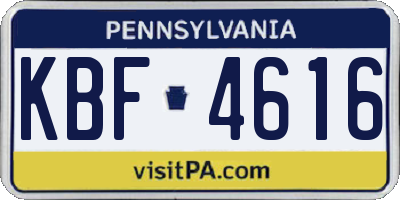PA license plate KBF4616