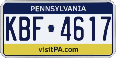 PA license plate KBF4617