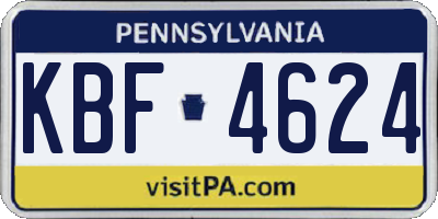 PA license plate KBF4624