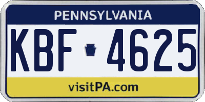 PA license plate KBF4625